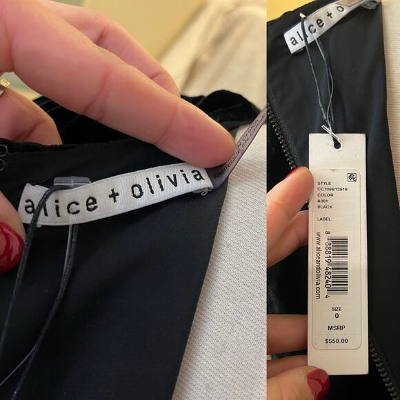 ALICE + OLIVIA Simmons Velvet Black Wrap Dress Silk Maxi Gown Cocktail V-Neck 0 - Picture 7 of 13